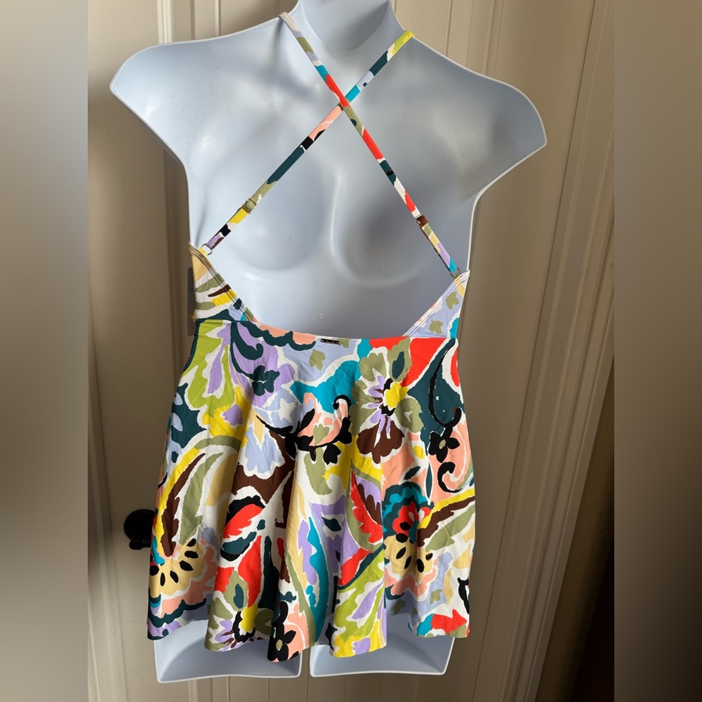 NWT Anne Cole Multicolor Anne Surplice Maillot Swim Dress, size 14 runs small - Picture 6 of 8